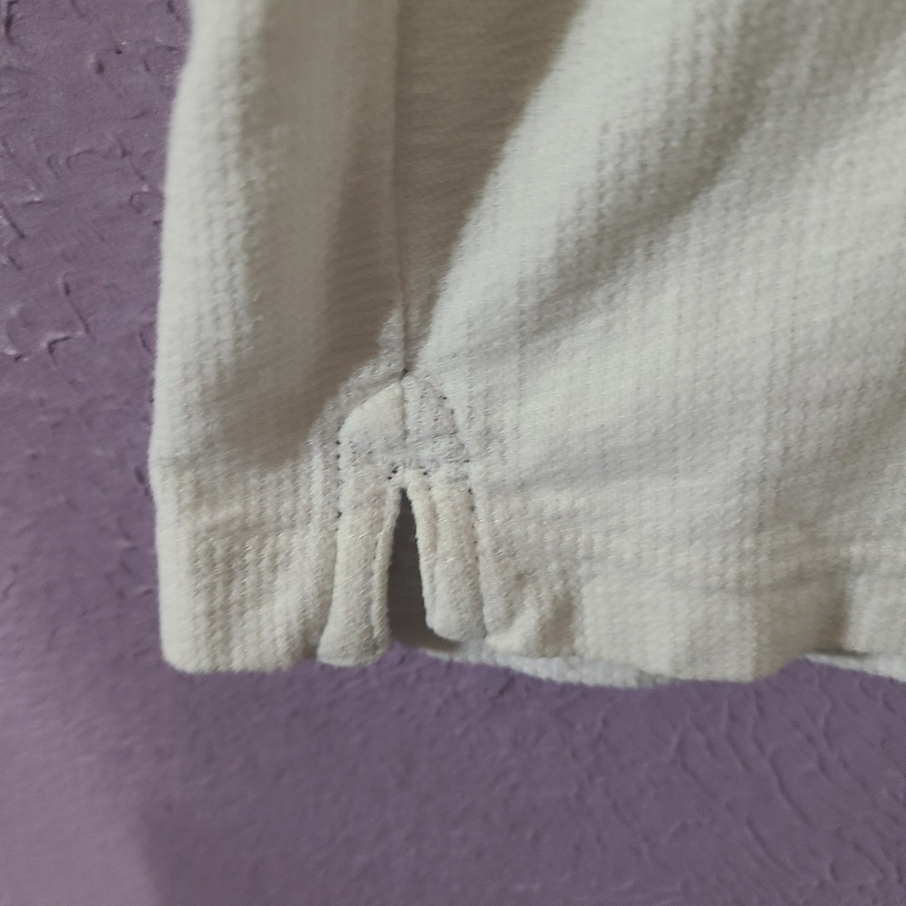 Chaps Golf Polo Shirt Mens XL Cream Navy Trim Short Sleeve Cotton Textured - Picture 4 of 6